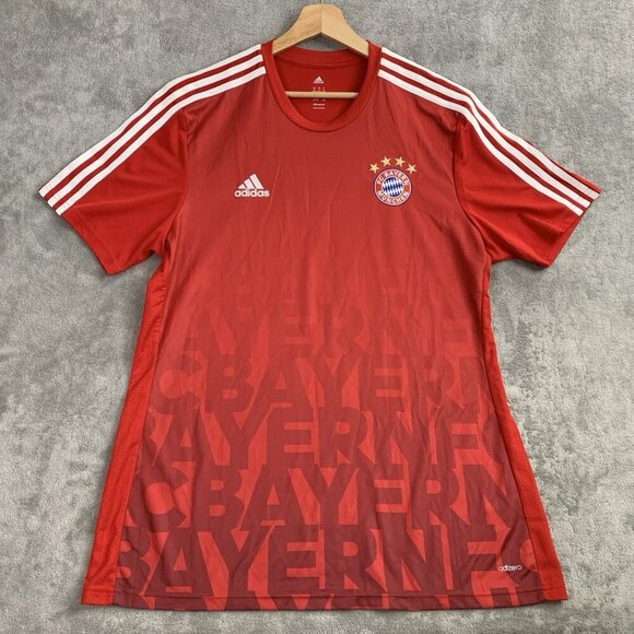 Adidas Jersey Mens XL FC Bayern Munich Red 2015/16 Pre Match Soccer Training Tee - Picture 1 of 9